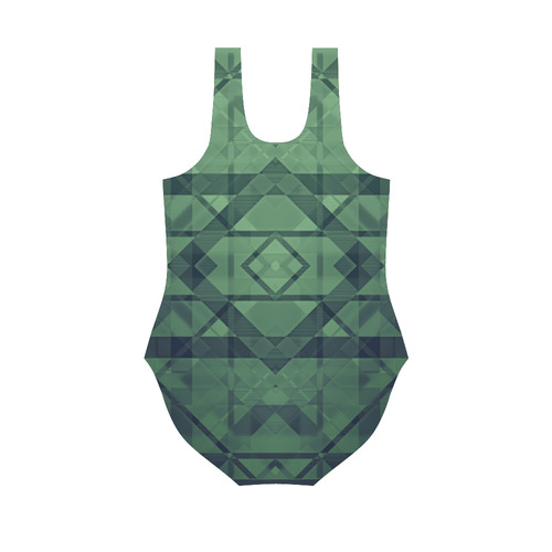 Sci-Fi Green Monster  Geometric design Modern style Vest One Piece Swimsuit (Model S04)