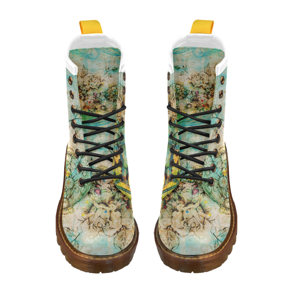 Flower Paper 3 High Grade PU Leather Martin Boots For Women Model 402H