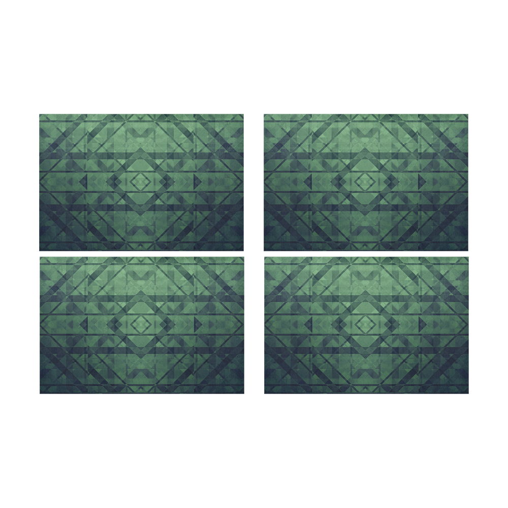 Sci-Fi Green Monster  Geometric design Modern style Placemat 12’’ x 18’’ (Set of 4)