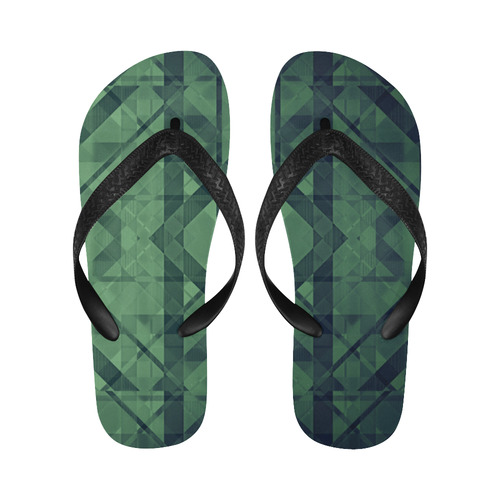 Sci-Fi Green Monster Geometric design Modern style Flip Flops for Men/Women (Model 040)