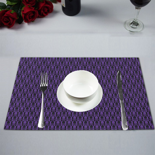Gothic style Purple and Black Skulls Placemat 12’’ x 18’’ (Set of 2)