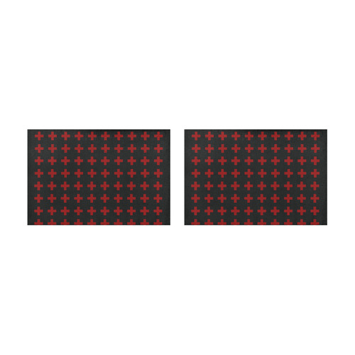 Punk Rock style Red Crosses Pattern Rock style design Placemat 12’’ x 18’’ (Set of 2)