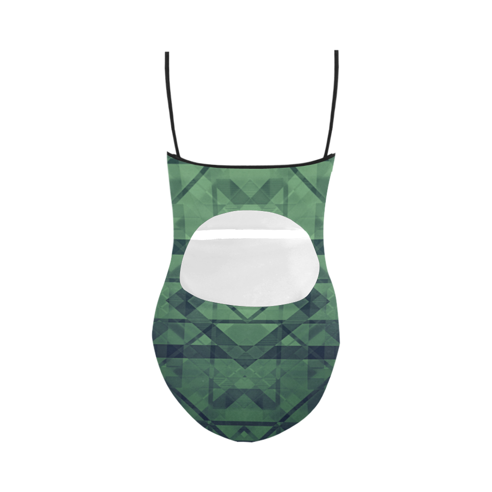 Sci-Fi Green Monster  Geometric design Strap Swimsuit ( Model S05)