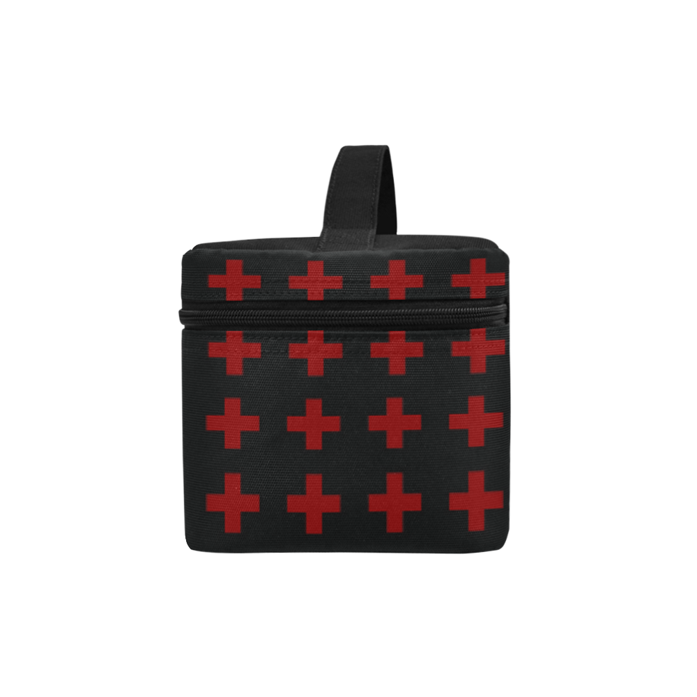Punk Rock style Red Crosses Pattern design Rock style Cosmetic Bag/Large (Model 1658)