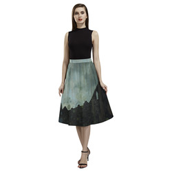 Celtic ruins, photo and watercolor, spooky horror Aoede Crepe Skirt (Model D16)