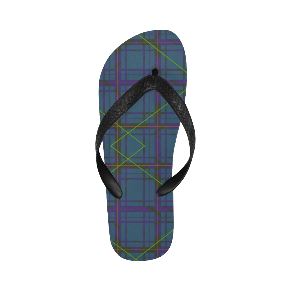 Neon Plaid 80's style design modern Flip Flops for Men/Women (Model 040)