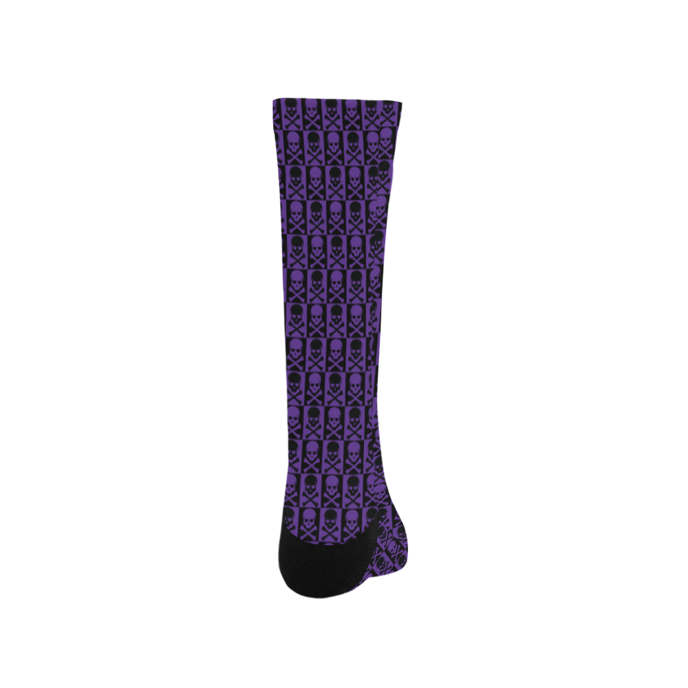 Gothic style Purple and Black Skulls Trouser Socks