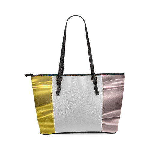 Lilac and gold satin 3D texture Silver Center Version Leather Tote Bag/Small (Model 1640)