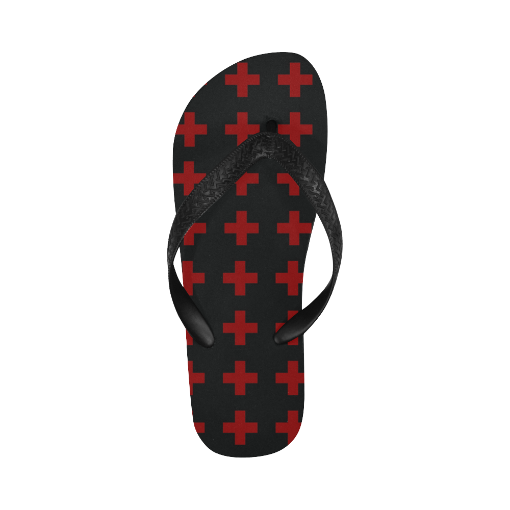 Punk Rock style Red Crosses Pattern design Flip Flops for Men/Women (Model 040)