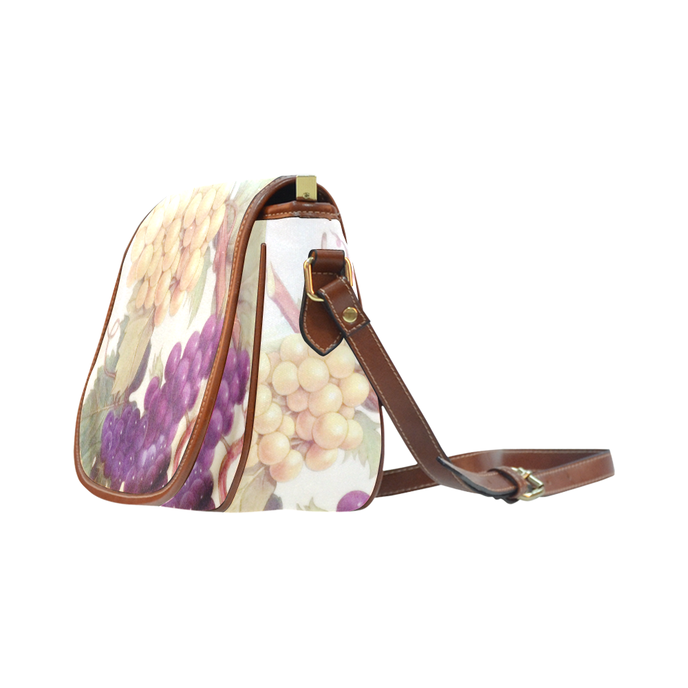 Purple Grapes Butterflies Vintage Floral Saddle Bag/Small (Model 1649) Full Customization