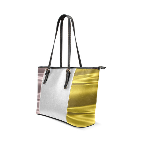 Lilac and gold satin 3D texture Silver Center Version Leather Tote Bag/Small (Model 1640)
