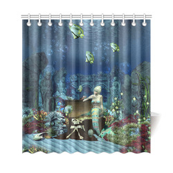 Underwater wold with mermaid Shower Curtain 69"x72"