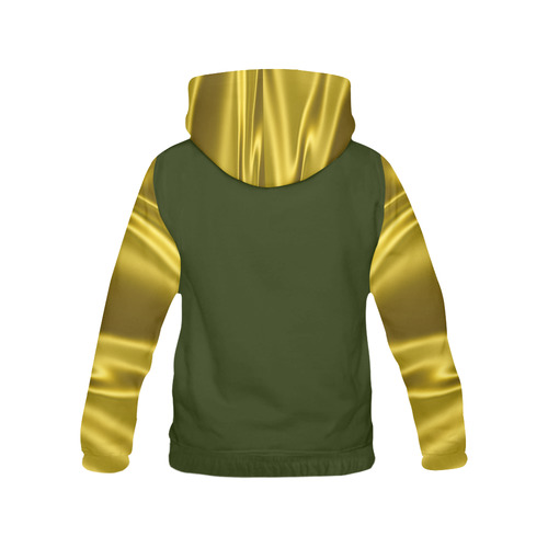 Gold satin 3D texture Army Green Version All Over Print Hoodie for Women (USA Size) (Model H13)