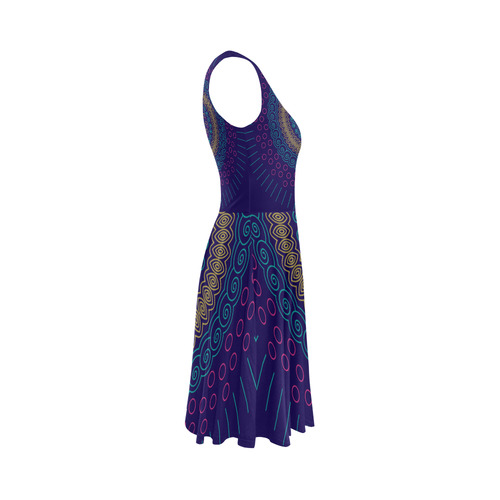 blue mandala circular Sleeveless Ice Skater Dress (D19)