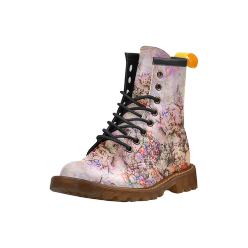 Flower Paper 5 High Grade PU Leather Martin Boots For Women Model 402H