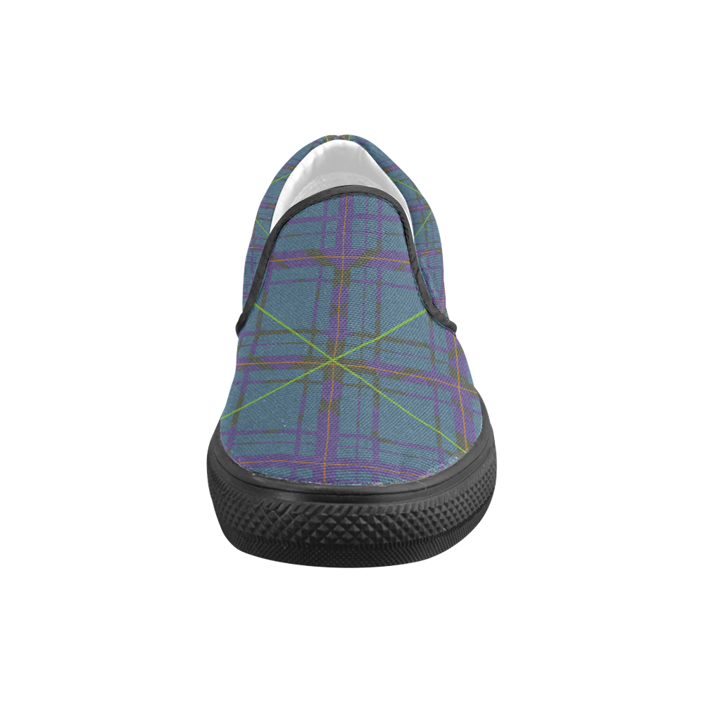 Neon plaid 80's style design Women's Unusual Slip-on Canvas Shoes (Model 019)