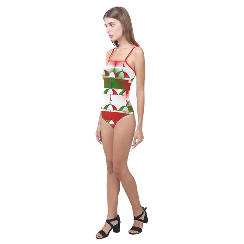 Italy Umbrella Pop by Popart Lover Strap Swimsuit ( Model S05)