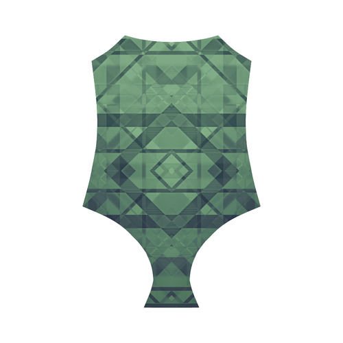 Sci-Fi Green Monster  Geometric design Strap Swimsuit ( Model S05)