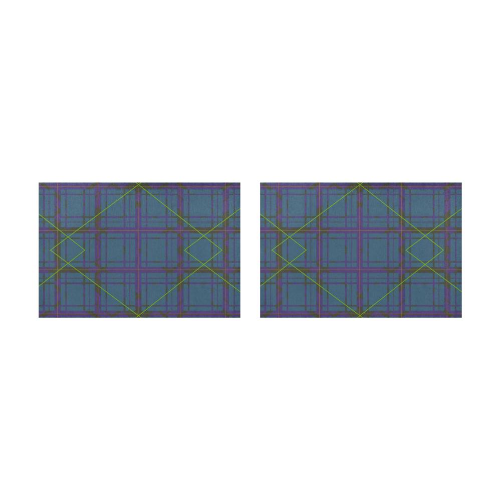 Neon plaid 80's style design Placemat 12’’ x 18’’ (Set of 2)