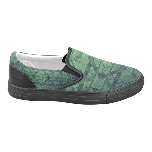 Sci-Fi Green Monster Geometric design Modern Women's Unusual Slip-on Canvas Shoes (Model 019)