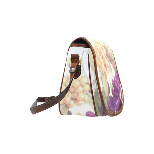 Purple Grapes Butterflies Vintage Floral Saddle Bag/Small (Model 1649) Full Customization