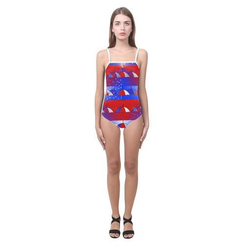 USA Umbrella Pop by Popart Lover Strap Swimsuit ( Model S05)