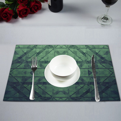 Sci-Fi Green Monster  Geometric design Modern style Placemat 12’’ x 18’’ (Set of 2)