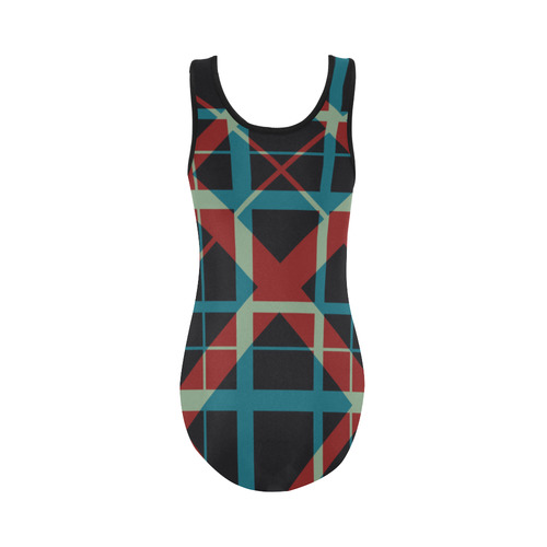 Plaid I Hipster style plaid pattern Vest One Piece Swimsuit (Model S04)