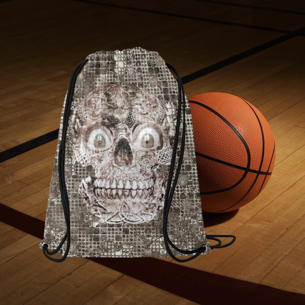 Stone and Metal Skull B by JamColors Medium Drawstring Bag Model 1604 (Twin Sides) 13.8"(W) * 18.1"(H)