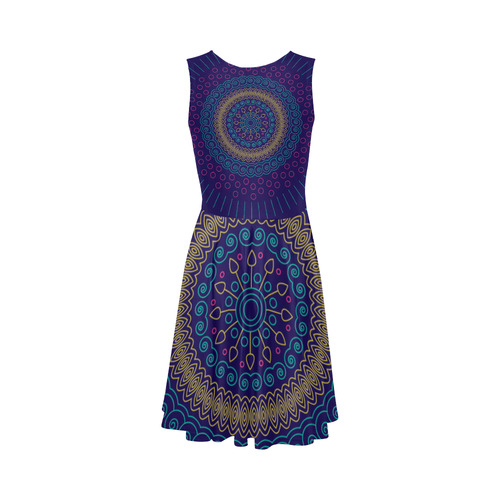 blue mandala circular Sleeveless Ice Skater Dress (D19)