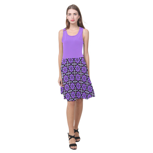 Purple Geometric Atalanta Casual Sundress(Model D04)