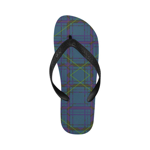 Neon Plaid 80's style design modern Flip Flops for Men/Women (Model 040)