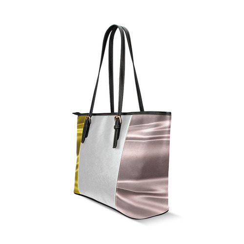 Lilac and gold satin 3D texture Silver Center Version Leather Tote Bag/Small (Model 1640)