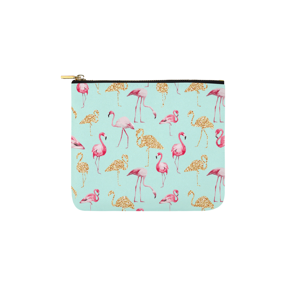 Flamingo (blue) Carry-All Pouch 6''x5''