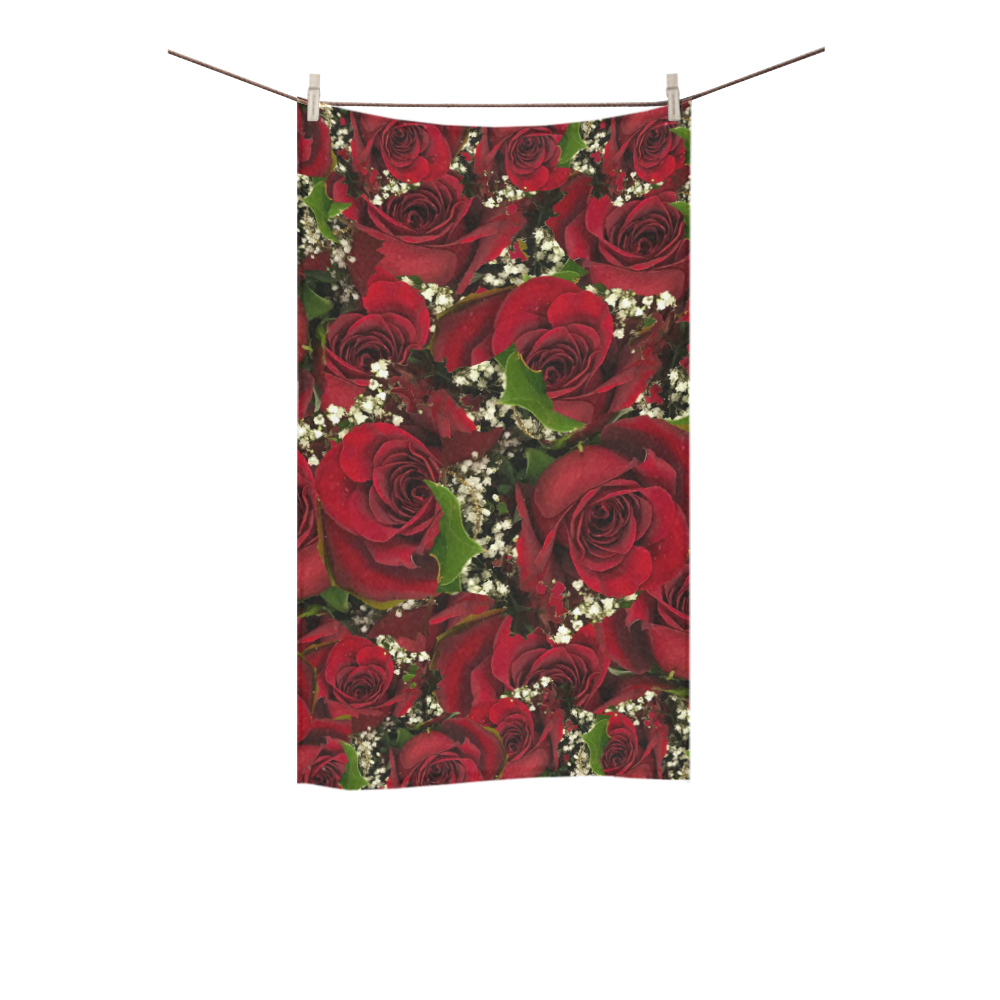 Carmine Roses Custom Towel 16"x28"