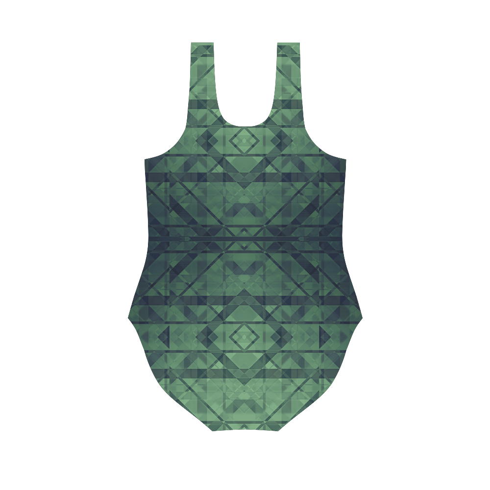 Sci-Fi Green Monster Geometric design Modern style Vest One Piece Swimsuit (Model S04)