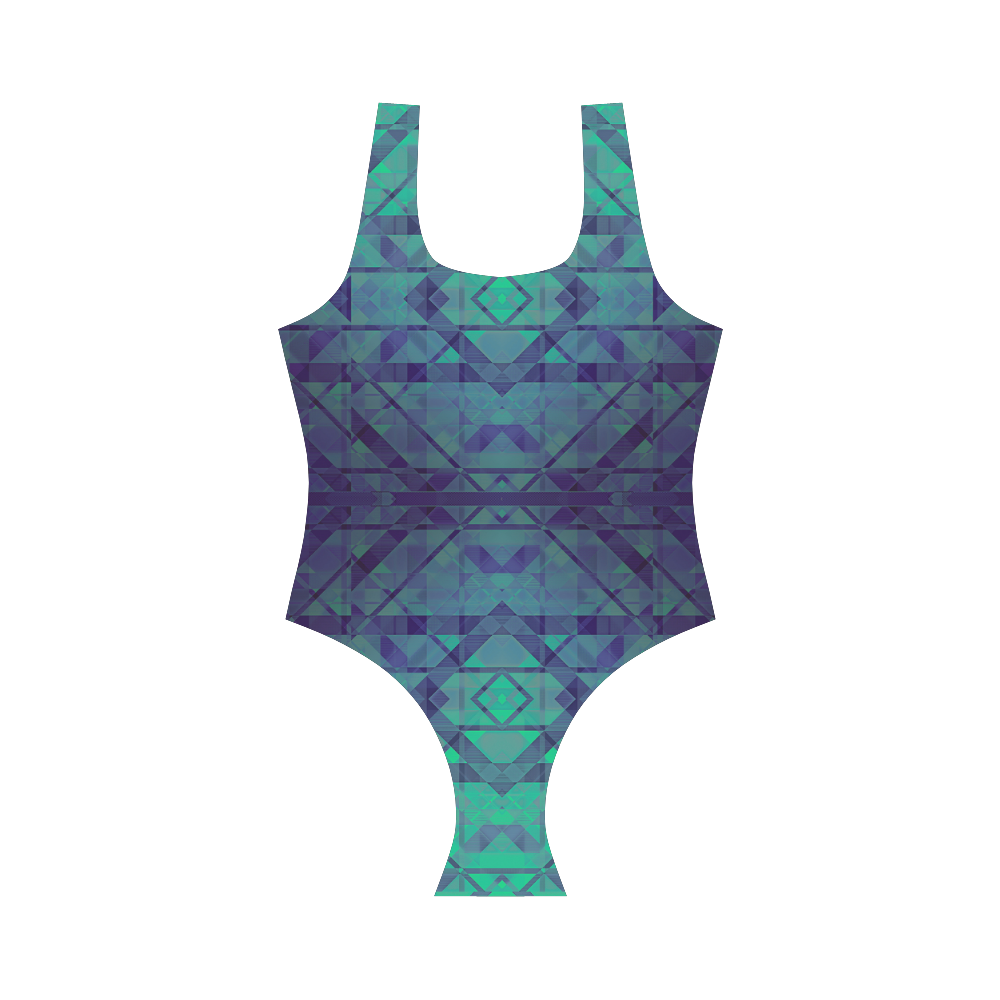 Sci Fi Dream Blue Geometric design Modern style Vest One Piece Swimsuit (Model S04)