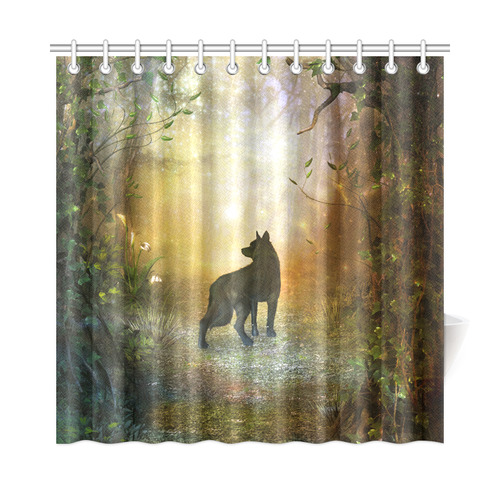 Teh Lonely Wolf Shower Curtain 72 X72, Wolf Shower Curtain