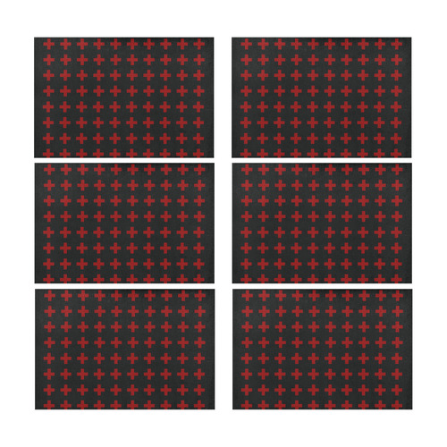 Punk Rock style Red Crosses Pattern design Rock style Placemat 12’’ x 18’’ (Set of 6)