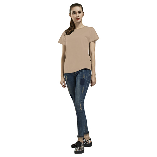 Trendy Basics - Trend Color HAZELNUT All Over Print T-Shirt for Women (USA Size) (Model T40)