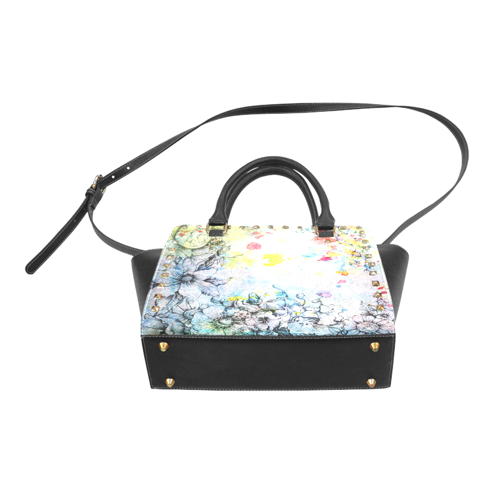 Flowers Wild Rivet Shoulder Handbag (Model 1645)