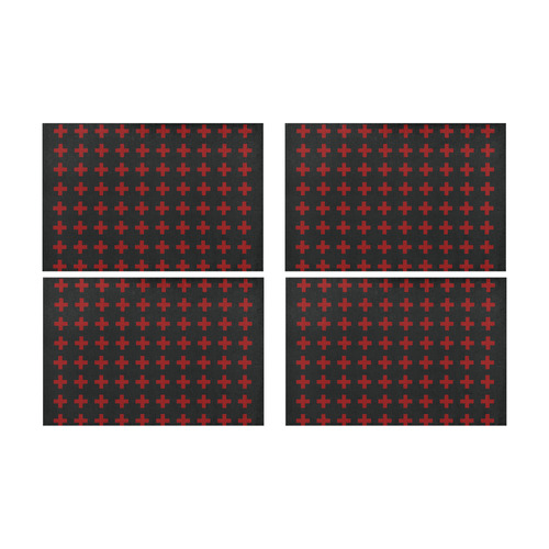 Punk Rock style Red Crosses Pattern design Rock style Placemat 12’’ x 18’’ (Set of 4)