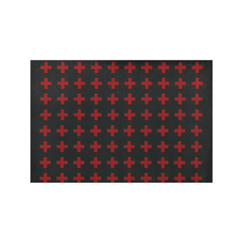 Punk Rock style Red Crosses Pattern design Rock style Placemat 12’’ x 18’’ (Set of 6)