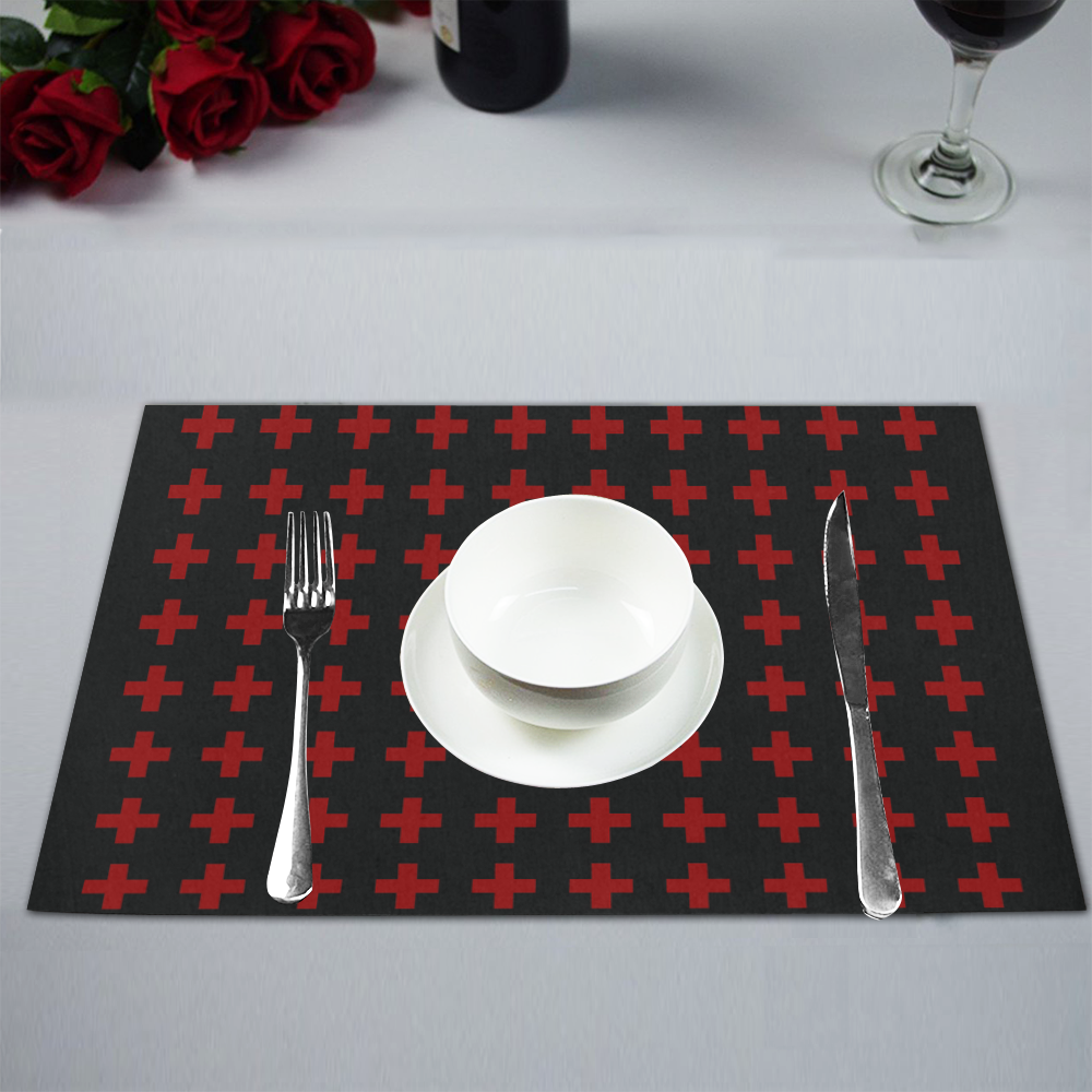 Punk Rock style Red Crosses Pattern Rock style design Placemat 12''x18''