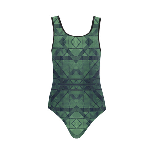 Sci-Fi Green Monster Geometric design Modern style Vest One Piece Swimsuit (Model S04)
