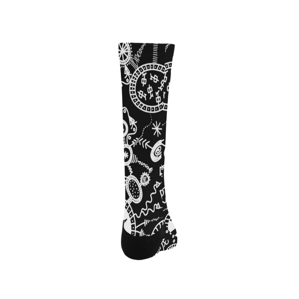Wheels, Snakes and Worms Black and White Doodle Trouser Socks