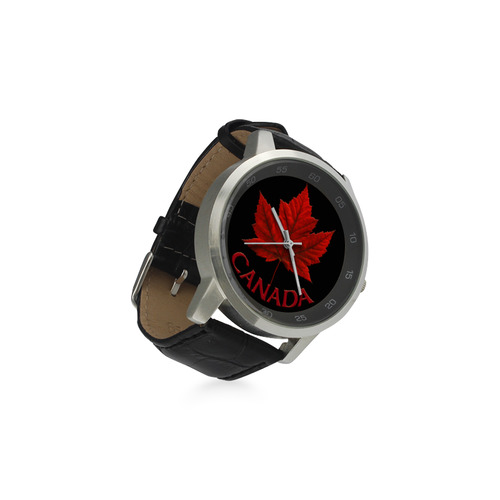 Canada Souvenir Watches Unisex Stainless Steel Leather Strap Watch(Model 202)