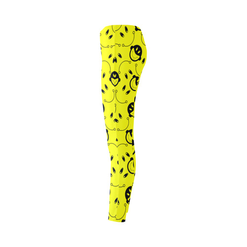 monkey tongue out on yellow Cassandra Women's Leggings (Model L01)