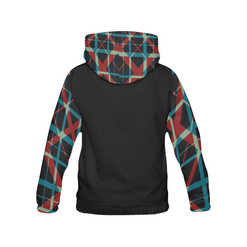 Plaid I Hipster style plaid pattern Hood & Sleeves All Over Print Hoodie for Women (USA Size) (Model H13)