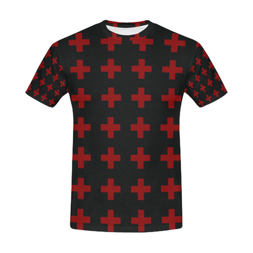 Punk Rock style Red Crosses Pattern design All Over Print T-Shirt for Men (USA Size) (Model T40)